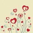 Greetings card with floral hearts