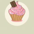 Cute vector background with small cupcake