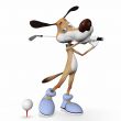 Dog playing golf.