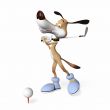 Dog playing golf.