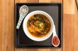 Asian vegetarian soup with shrimps