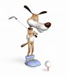 Dog playing golf.