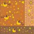 Beautiful background with birds and leaves in brown and yellow colors