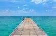 Wooden footbridge over the water near the beach 
