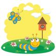 Cute spring card with caterpillar and butterfly.