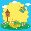 Cute spring card with caterpillar and butterfly.