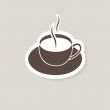 warm cup of coffee on brown background