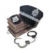 Police and Crime Books with Police Hat, Badge and Handcuffs