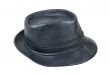 Black Leather Fedora Hat 