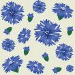 seamless pattern with blue cornflower