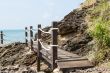 Wooden footbridge near the sea   