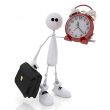 The 3D little man with hours and a portfolio.