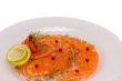 Salmon carpaccio with pink pepper