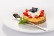 Cheese-cake, strawberries and blueberries