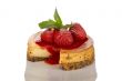 Cheesecake, strawberries, coulis and mint