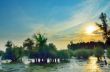sunset on danube river