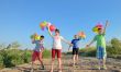 happy children with colorful balloons 