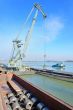 crane and steel plate in harbor