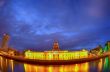 Custom House on the river Liffey in Dublin fish-eye at night.