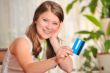 teen girl with blank credit card 