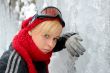 a winter portrait of a beautiful blonde girl