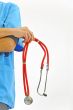 Close-up image of stethoscope and medical uniform