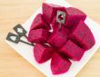 dragon fruits and  slice on plate 