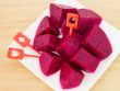 dragon fruits and  slice on plate 