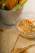 hummus dip with pita bread and vegetable
