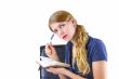 Woman preparing a list