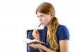 Woman preparing a list