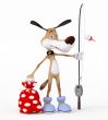 Dog with a rod.