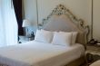 Double bed in the hotel room