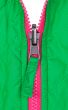 pink zipper on the green jacket