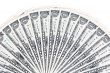 One dollar bills on a white background