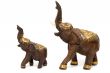 Two wooden statues of elephants