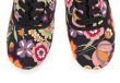 black sneakers with floral pattern i