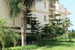 Fragment of the building of the hotel and the surrounding area.