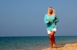 Woman running at the beach