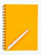 notebook and pen on white background 