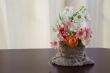 Decorative flower on wooden desk