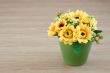 Decorative flower on wooden desk