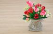 Decorative flower on wooden desk