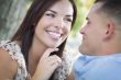 Mixed Race Romantic Couple Portrait in the Park