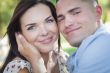 Mixed Race Romantic Couple Portrait in the Park