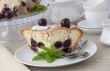 Pieces of sponge cake with cherries