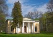 Old house with columns in the woods