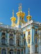 golden domes with crosses of catherine`s palace in tsarkoie selo