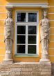 window with sculptures