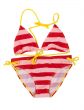 Red striped swimsuit with yellow straps